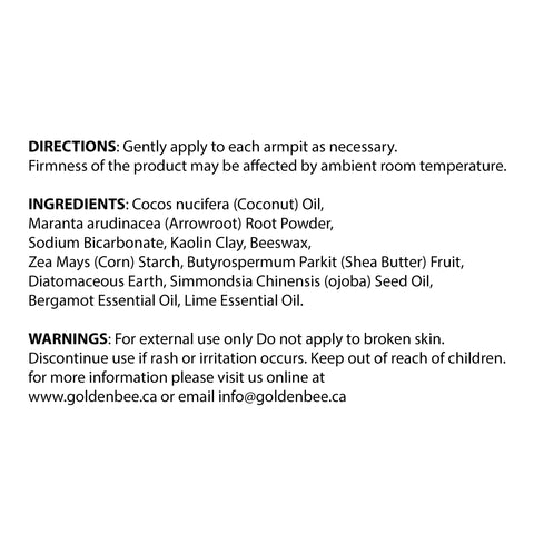 Golden Bee Natural Deodorant Stick - Lime - WellLocal