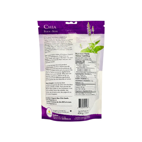 Ecoideas Organic Black Chia Seeds - (454g)